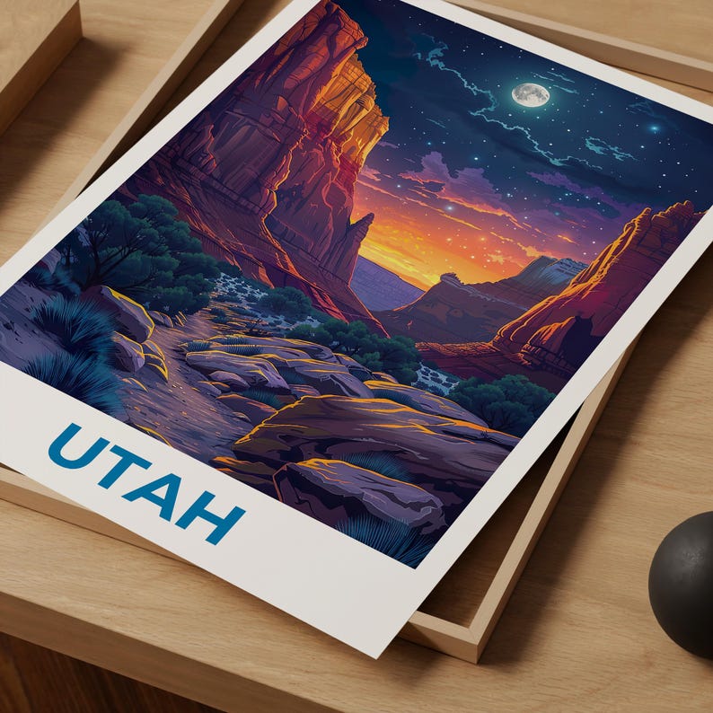 Capitol Reef National Park Travel Print  Utah Poster Canyon Wall Art National Park Illustration Capitol Reef Poster Home Decor Birthday Gift