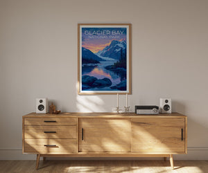 Affiche de voyage de Glacier Bay, art mural de l'Alaska, impression de l'Alaska, affiche de Glacier Bay, affiche de l'Alaska