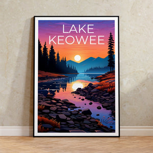 Lake Keowee Poster, Lake Keowee Print, South Carolina Art, South Carolina Print, Lake Keowee Travel Poster, Lake Poster, South Carolina Gift
