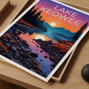 Lake Keowee Poster, Lake Keowee Print, South Carolina Art, South Carolina Print, Lake Keowee Travel Poster, Lake Poster, South Carolina Gift