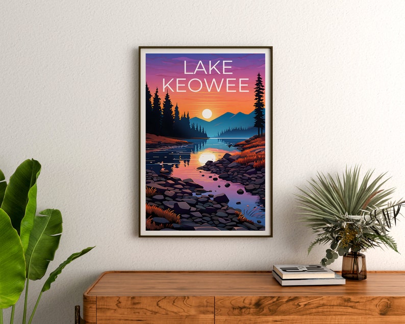 Lake Keowee Poster, Lake Keowee Print, South Carolina Art, South Carolina Print, Lake Keowee Travel Poster, Lake Poster, South Carolina Gift