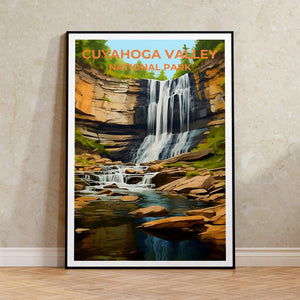 Affiche de voyage de la vallée de Cuyahoga, art mural de l'Ohio, impression de l'Ohio, affiche de la vallée de Cuyahoga, affiche de la nature, affiche de la cascade, affiche de randonnée