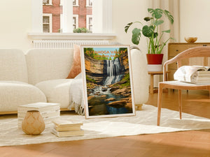 Affiche de voyage de la vallée de Cuyahoga, art mural de l'Ohio, impression de l'Ohio, affiche de la vallée de Cuyahoga, affiche de la nature, affiche de la cascade, affiche de randonnée