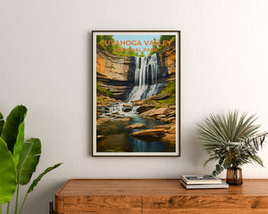 Affiche de voyage de la vallée de Cuyahoga, art mural de l'Ohio, impression de l'Ohio, affiche de la vallée de Cuyahoga, affiche de la nature, affiche de la cascade, affiche de randonnée