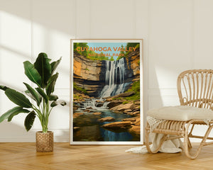 Affiche de voyage de la vallée de Cuyahoga, art mural de l'Ohio, impression de l'Ohio, affiche de la vallée de Cuyahoga, affiche de la nature, affiche de la cascade, affiche de randonnée