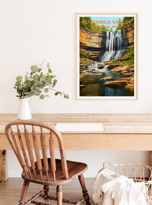Affiche de voyage de la vallée de Cuyahoga, art mural de l'Ohio, impression de l'Ohio, affiche de la vallée de Cuyahoga, affiche de la nature, affiche de la cascade, affiche de randonnée