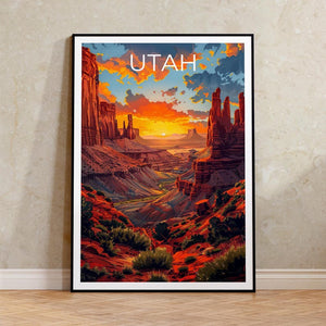 Utah Travel Print Canyonlands National Park Poster Canyons Wall Art Sandstone Illustration Utah Poster Home Decor Birthday Gift