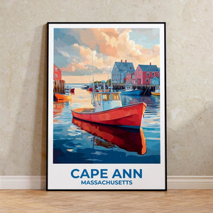 Cape Ann Poster - Massachusetts Coastline Wall Art Print