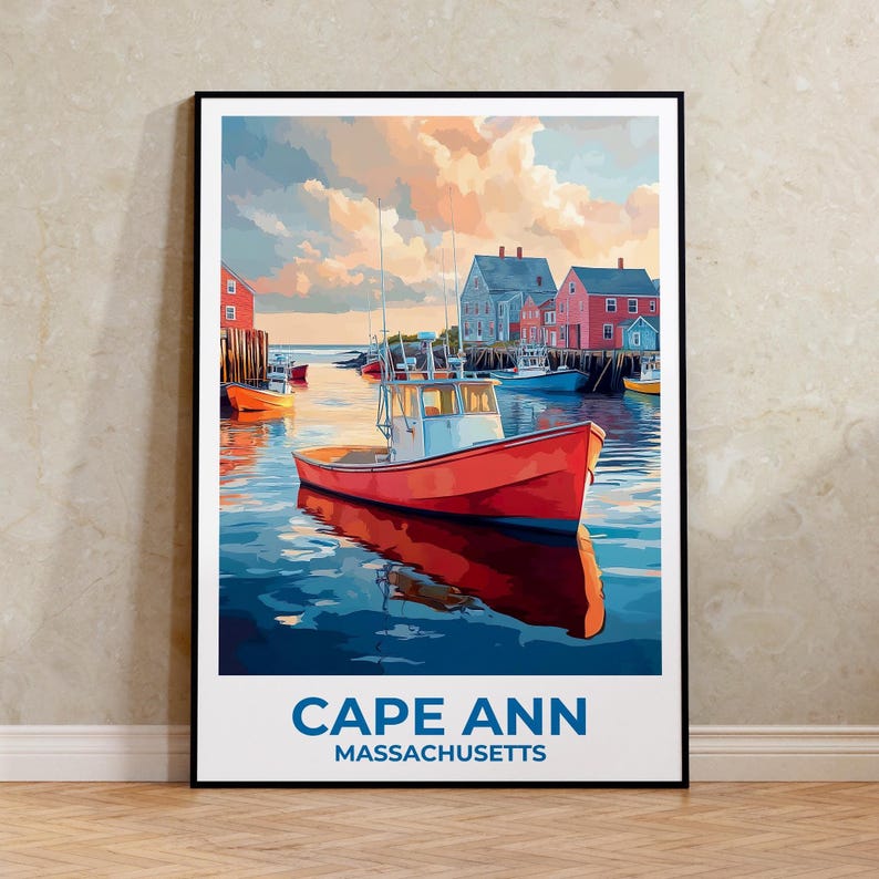 Cape Ann Poster - Massachusetts Coastline Wall Art Print