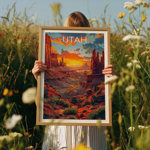 Utah Travel Print Canyonlands National Park Poster Canyons Wall Art Sandstone Illustration Utah Poster Home Decor Birthday Gift