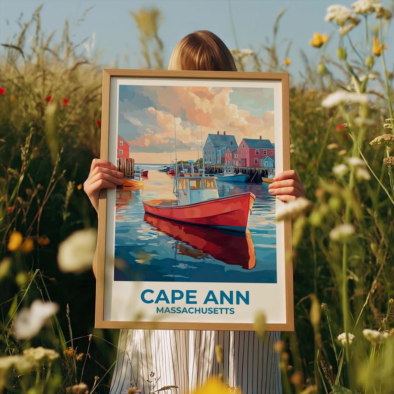 Cape Ann Poster - Massachusetts Coastline Wall Art Print
