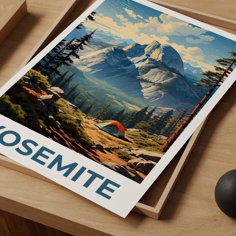 Affiche de voyage Yosemite, Art mural Half Dome, Impression Half Dome, Affiche Yosemite, Affiche Half Dome, Affiche Californie, Art Yosemite