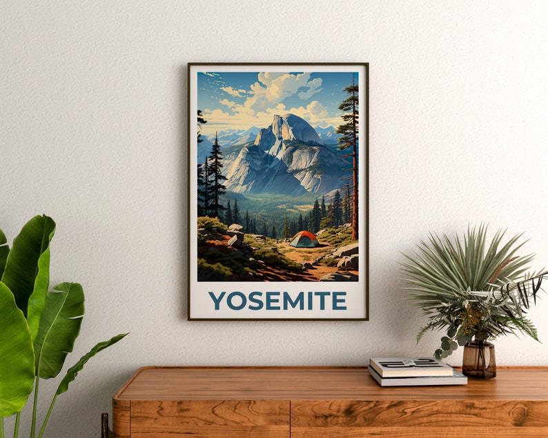 Affiche de voyage Yosemite, Art mural Half Dome, Impression Half Dome, Affiche Yosemite, Affiche Half Dome, Affiche Californie, Art Yosemite