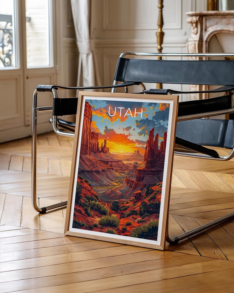 Utah Travel Print Canyonlands National Park Poster Canyons Wall Art Sandstone Illustration Utah Poster Home Decor Birthday Gift