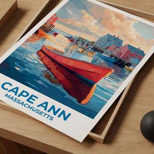 Cape Ann Poster - Massachusetts Coastline Wall Art Print