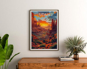 Utah Travel Print Canyonlands National Park Poster Canyons Wall Art Sandstone Illustration Utah Poster Home Decor Birthday Gift