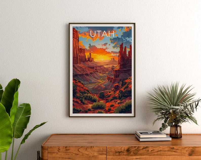 Utah Travel Print Canyonlands National Park Poster Canyons Wall Art Sandstone Illustration Utah Poster Home Decor Birthday Gift
