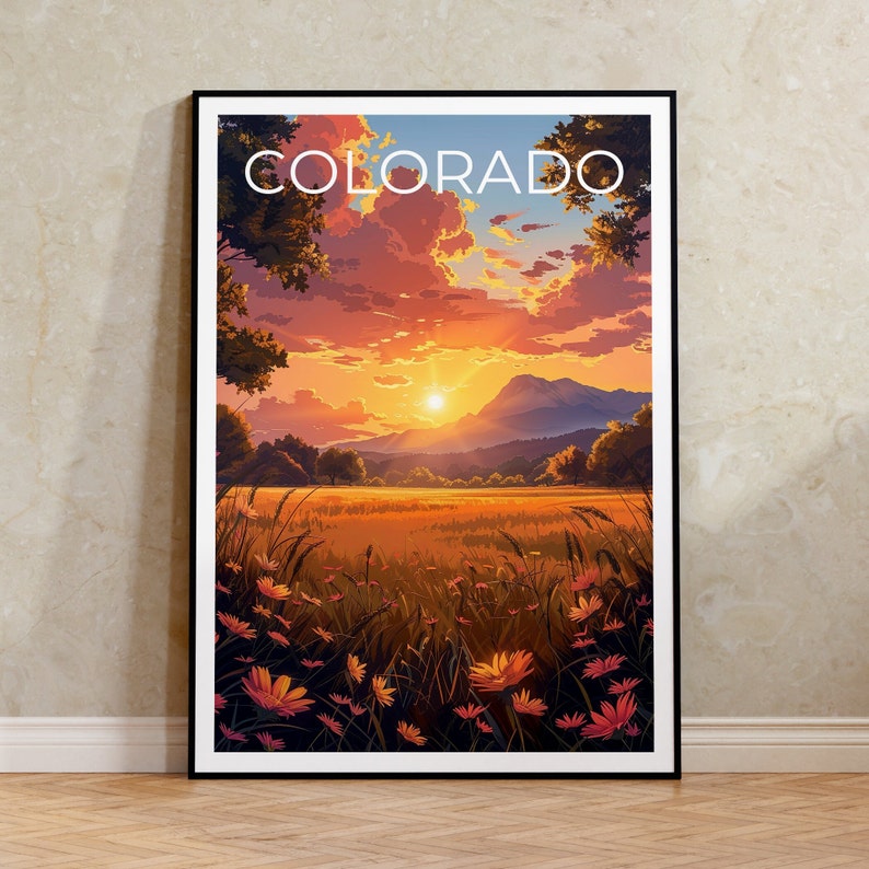 Colorado Poster, Colorado Druck, Colorado Kunst, Berg Druck, Blumen Reise Poster, Rocky Mountains Poster, Bergkunst