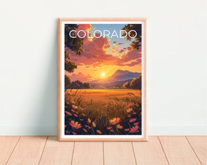Affiche du Colorado, Impression du Colorado, Art du Colorado, Impression de montagne, Affiche de voyage de fleurs, Affiche des montagnes Rocheuses, Art de la montagne