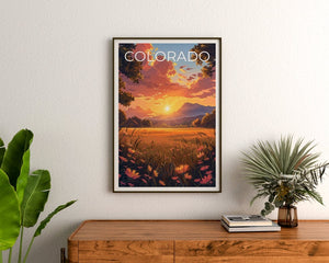 Affiche du Colorado, Impression du Colorado, Art du Colorado, Impression de montagne, Affiche de voyage de fleurs, Affiche des montagnes Rocheuses, Art de la montagne