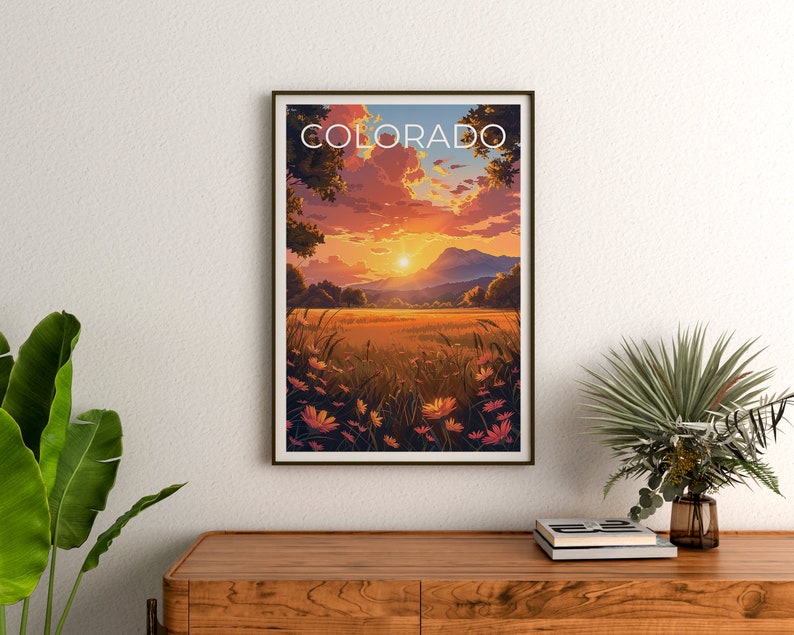 Affiche du Colorado, Impression du Colorado, Art du Colorado, Impression de montagne, Affiche de voyage de fleurs, Affiche des montagnes Rocheuses, Art de la montagne