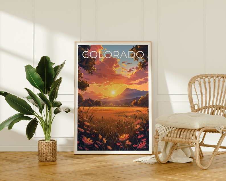 Affiche du Colorado, Impression du Colorado, Art du Colorado, Impression de montagne, Affiche de voyage de fleurs, Affiche des montagnes Rocheuses, Art de la montagne