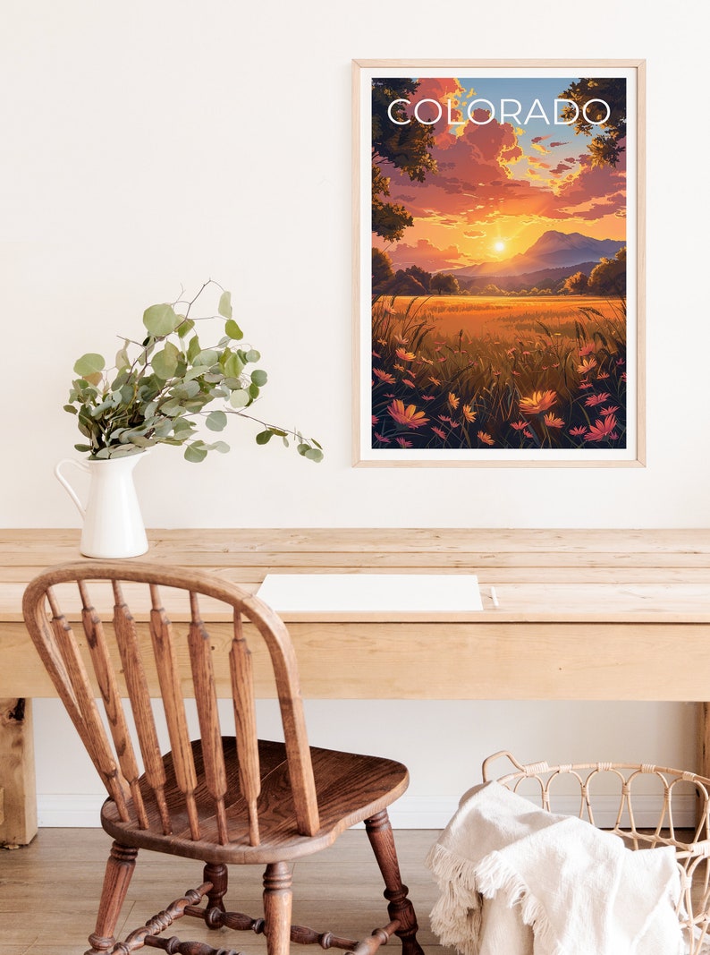 Affiche du Colorado, Impression du Colorado, Art du Colorado, Impression de montagne, Affiche de voyage de fleurs, Affiche des montagnes Rocheuses, Art de la montagne