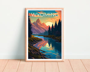 Wyoming Travel Poster, Mountains Wall Art, Mountains Print, Wyoming Poster, Mountains Poster, Wilderness Poster, Wyoming Art
