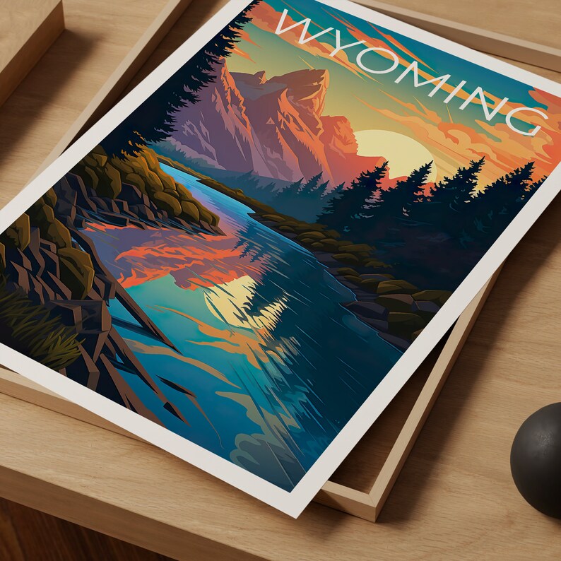 Wyoming Travel Poster, Mountains Wall Art, Mountains Print, Wyoming Poster, Mountains Poster, Wilderness Poster, Wyoming Art