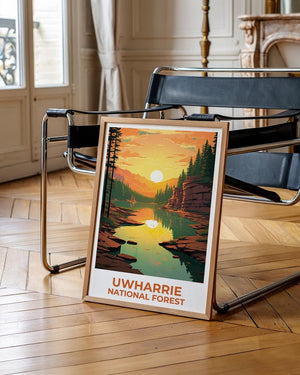 Uwharrie National Forest Travel Print North Carolina Poster Forest Wall Art Mountain Illustration Uwharrie Poster Home Decor Birthday Gift