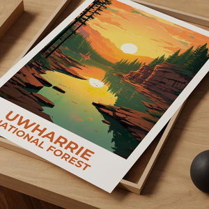 Uwharrie National Forest Travel Print North Carolina Poster Forest Wall Art Mountain Illustration Uwharrie Poster Home Decor Birthday Gift