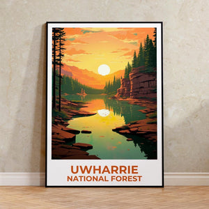 Uwharrie National Forest Travel Print North Carolina Poster Forest Wall Art Mountain Illustration Uwharrie Poster Home Decor Birthday Gift