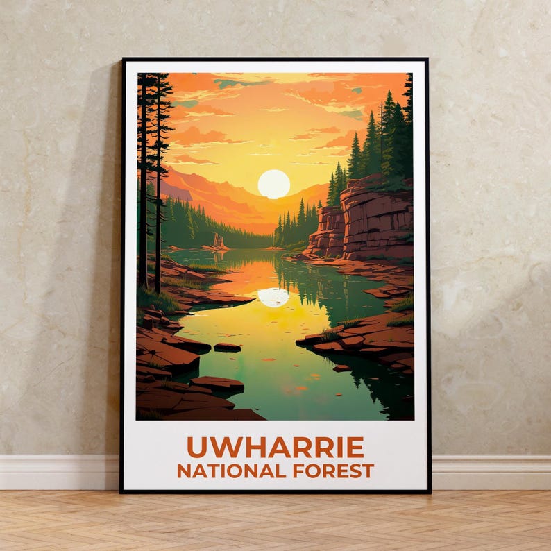Uwharrie National Forest Travel Print North Carolina Poster Forest Wall Art Mountain Illustration Uwharrie Poster Home Decor Birthday Gift