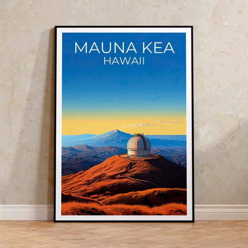 Mauna Kea Travel Print Hawaii Poster Volcano Wall Art Mountain Illustration Mauna Kea Poster Home Decor Birthday Gift