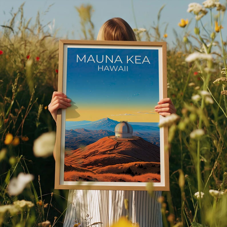 Mauna Kea Travel Print Hawaii Poster Volcano Wall Art Mountain Illustration Mauna Kea Poster Home Decor Birthday Gift