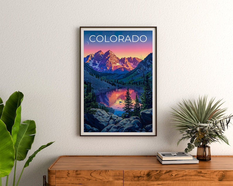 Colorado Poster, Colorado Print, Rocky Mountains Poster, Rockies Poster, Colorado Travel Poster, Mountain Art, Colorado Art