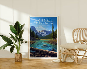 Affiche Portes de l'Arctique, Art mural de l'Alaska, Impression de l'Alaska, Affiche de montagne, Affiche de nature sauvage, Affiche de lac, Parcs nationaux