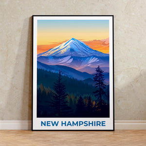 New Hampshire Travel Print, Mount Washington Poster, Forest Wall Art, New Hampshire Poster, Home Decor, Birthday Gift