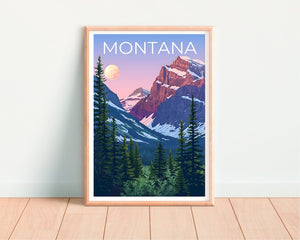 Montana Travel Poster, Montana Wall Art, Montana Print, Montana Poster, Mountain Poster, Flowers Poster, Montana Art