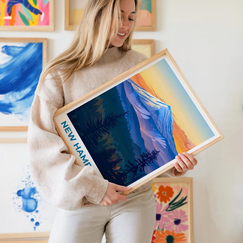 New Hampshire Travel Print, Mount Washington Poster, Forest Wall Art, New Hampshire Poster, Home Decor, Birthday Gift