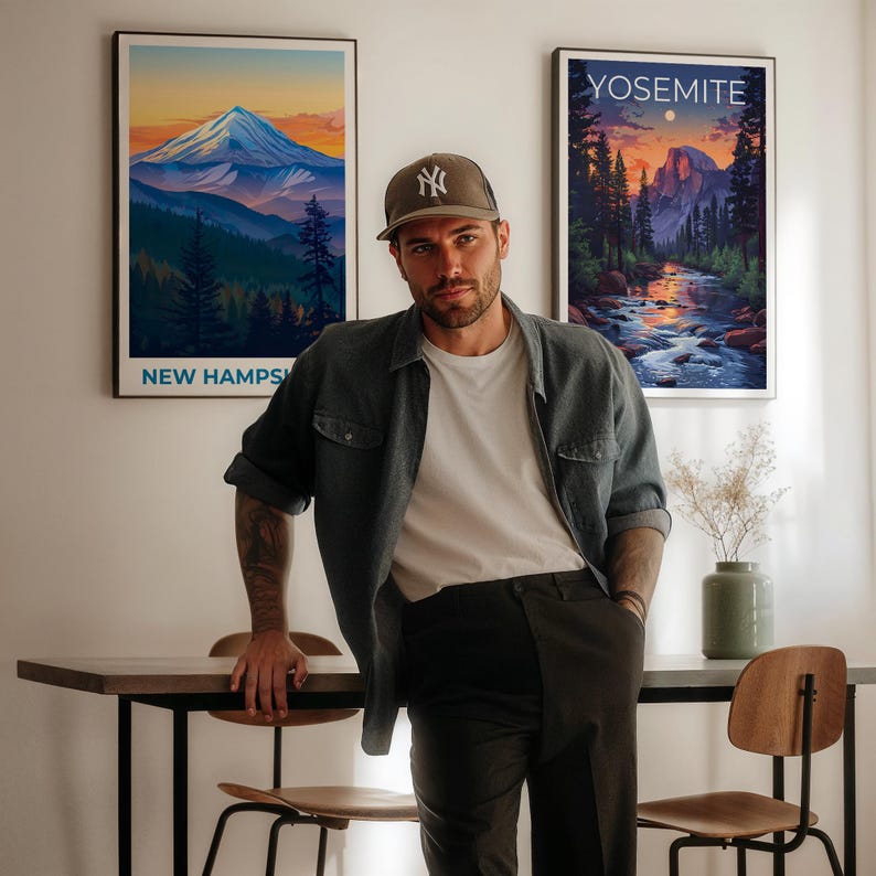 New Hampshire Travel Print, Mount Washington Poster, Forest Wall Art, New Hampshire Poster, Home Decor, Birthday Gift