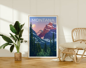 Montana Travel Poster, Montana Wall Art, Montana Print, Montana Poster, Mountain Poster, Flowers Poster, Montana Art