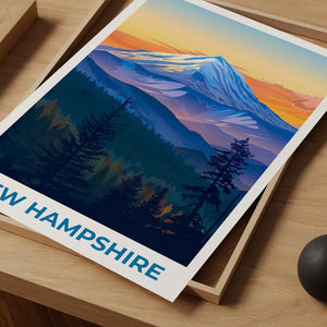 New Hampshire Travel Print, Mount Washington Poster, Forest Wall Art, New Hampshire Poster, Home Decor, Birthday Gift