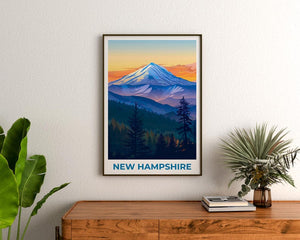 New Hampshire Travel Print, Mount Washington Poster, Forest Wall Art, New Hampshire Poster, Home Decor, Birthday Gift