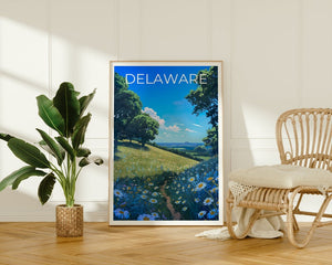 Affiche de voyage du Delaware, art mural floral, impression florale, affiche du Delaware, affiche florale, affiche nature, art du Delaware