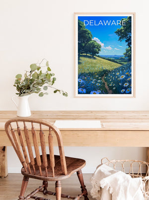 Affiche de voyage du Delaware, art mural floral, impression florale, affiche du Delaware, affiche florale, affiche nature, art du Delaware