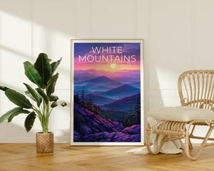 White Mountains Poster, White Mountains Print, New Hampshire Poster, New Hampshire Print, White Mountains Art, Hiking Gift