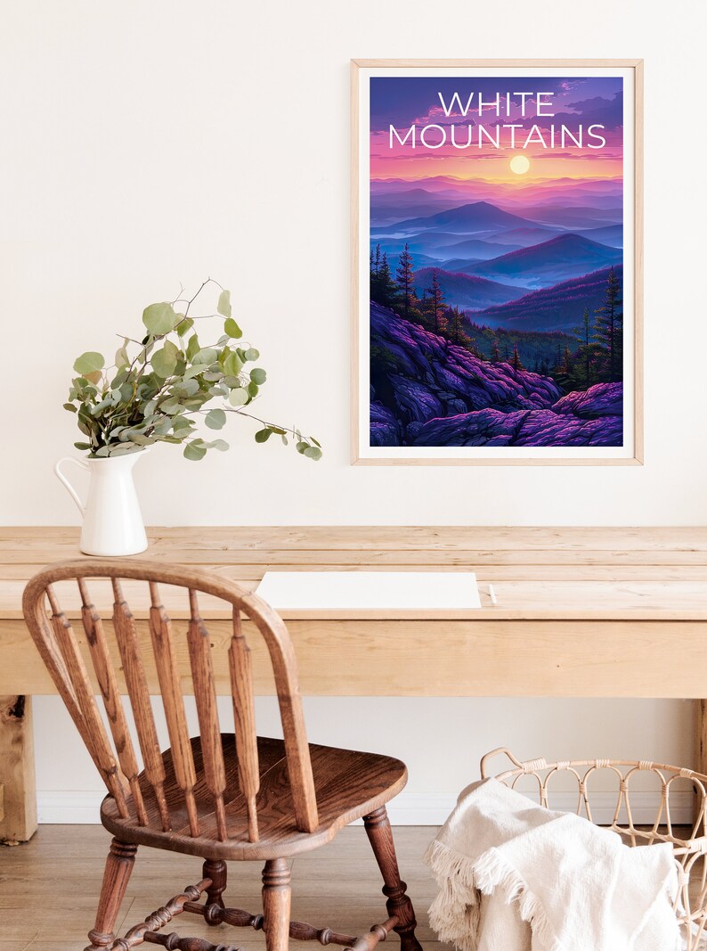 White Mountains Poster, White Mountains Print, New Hampshire Poster, New Hampshire Print, White Mountains Art, Hiking Gift