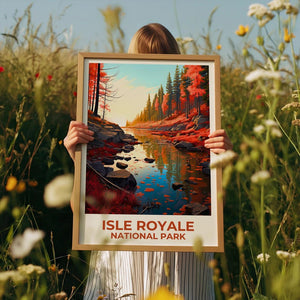 Isle Royale National Park Travel Print Michigan Poster Autumn Forest Wall Art Isle Royale Poster Home Decor Birthday Gift