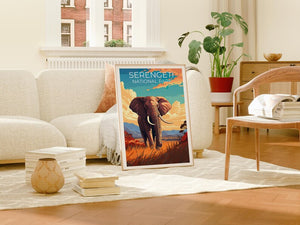 Serengeti National Park Travel Print African Safari Poster Elephant Wall Art  Africa Landscape Poster Home Decor Birthday Gift